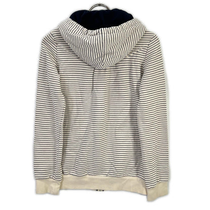 Burberry Blue Label バーバリーブルーレーベル E1P20-168-02 ベージュ×ネイビー コットン混 ロゴプリントボーダージップフーディ ジャケット