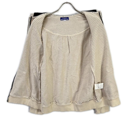 Burberry Blue Label バーバリーブルーレーベル E1P20-168-02 ベージュ×ネイビー コットン混 ロゴプリントボーダージップフーディ ジャケット