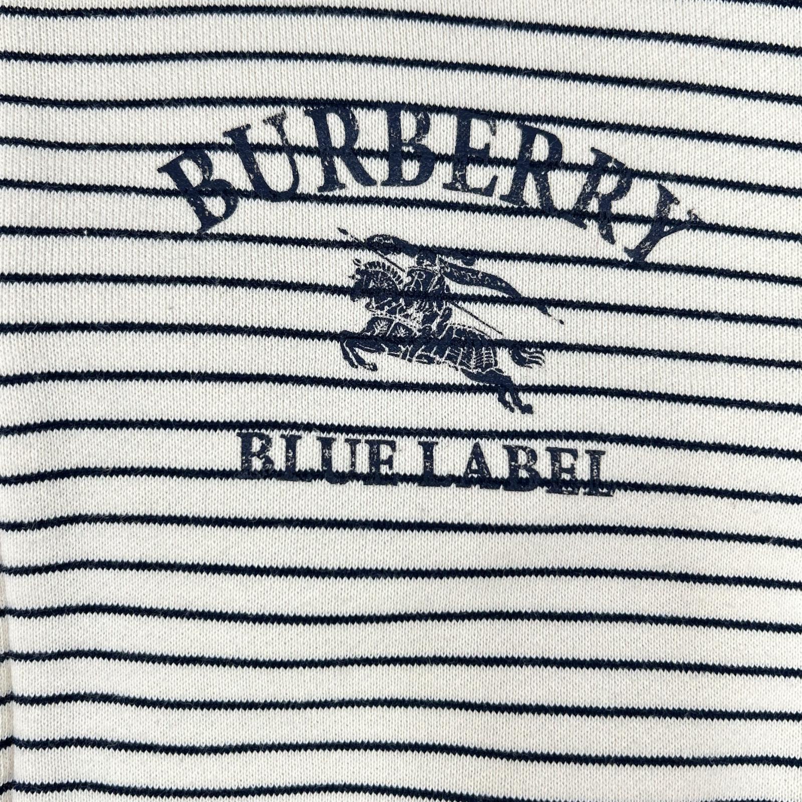 Burberry Blue Label バーバリーブルーレーベル E1P20-168-02 ベージュ×ネイビー コットン混 ロゴプリントボーダージップフーディ ジャケット
