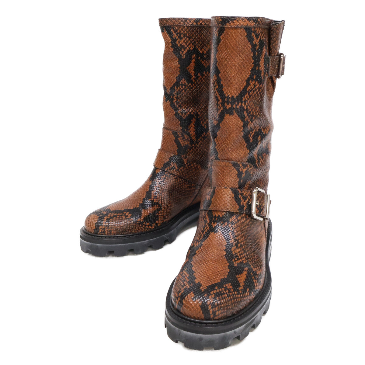 JIMMY CHOO Jimmy Choo [like new] BIKER II Biker II embossed python boots