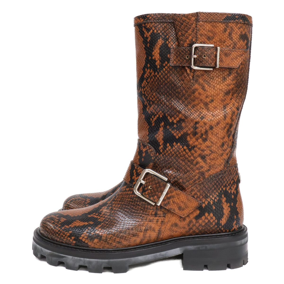 JIMMY CHOO Jimmy Choo [like new] BIKER II Biker II embossed python boots
