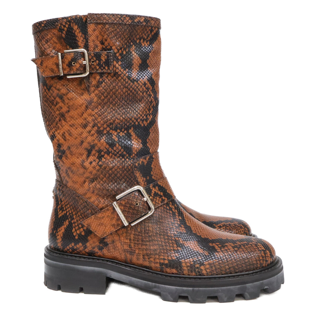 JIMMY CHOO Jimmy Choo [like new] BIKER II Biker II embossed python boots