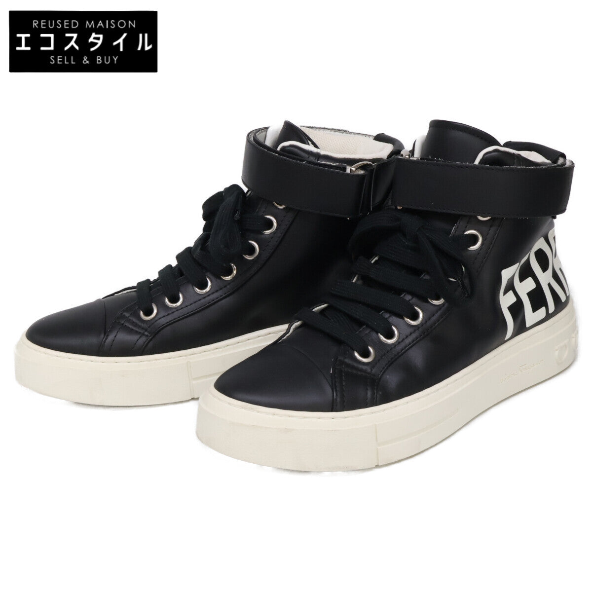 Salvatore Ferragamo leather Ayr logo Gancini sole high-top sneakers shoes