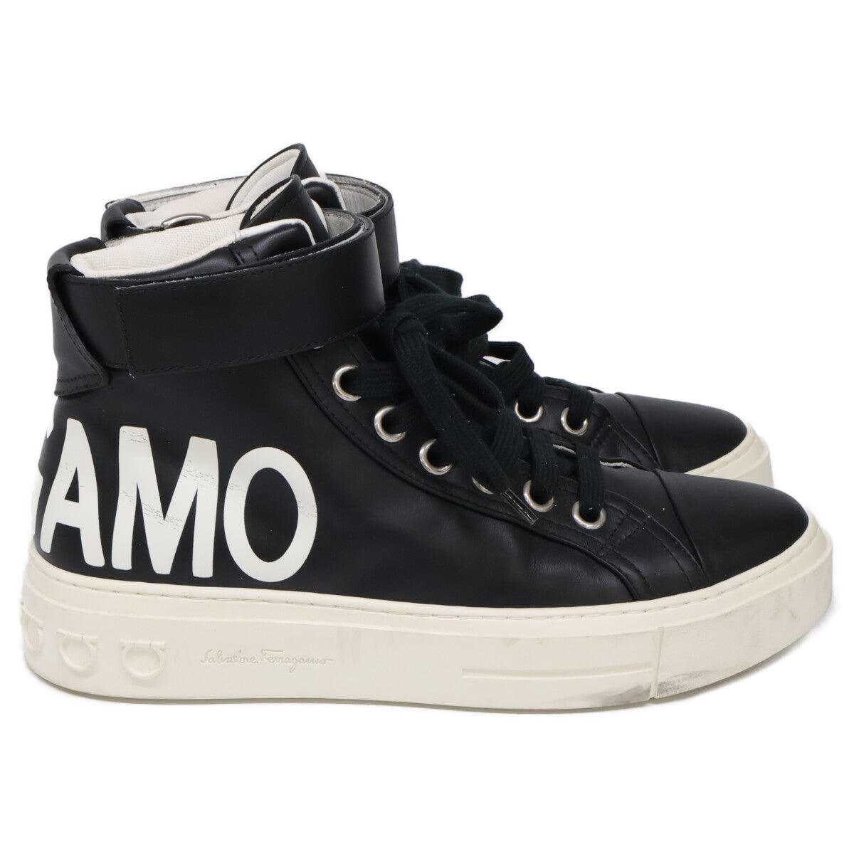 Salvatore Ferragamo leather Ayr logo Gancini sole high-top sneakers shoes