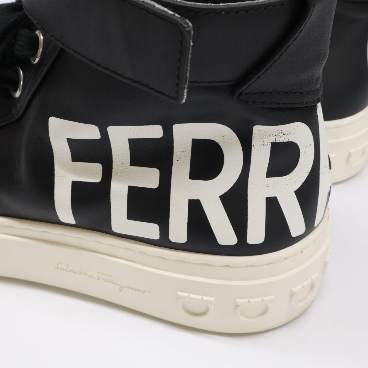 Salvatore Ferragamo leather Ayr logo Gancini sole high-top sneakers shoes