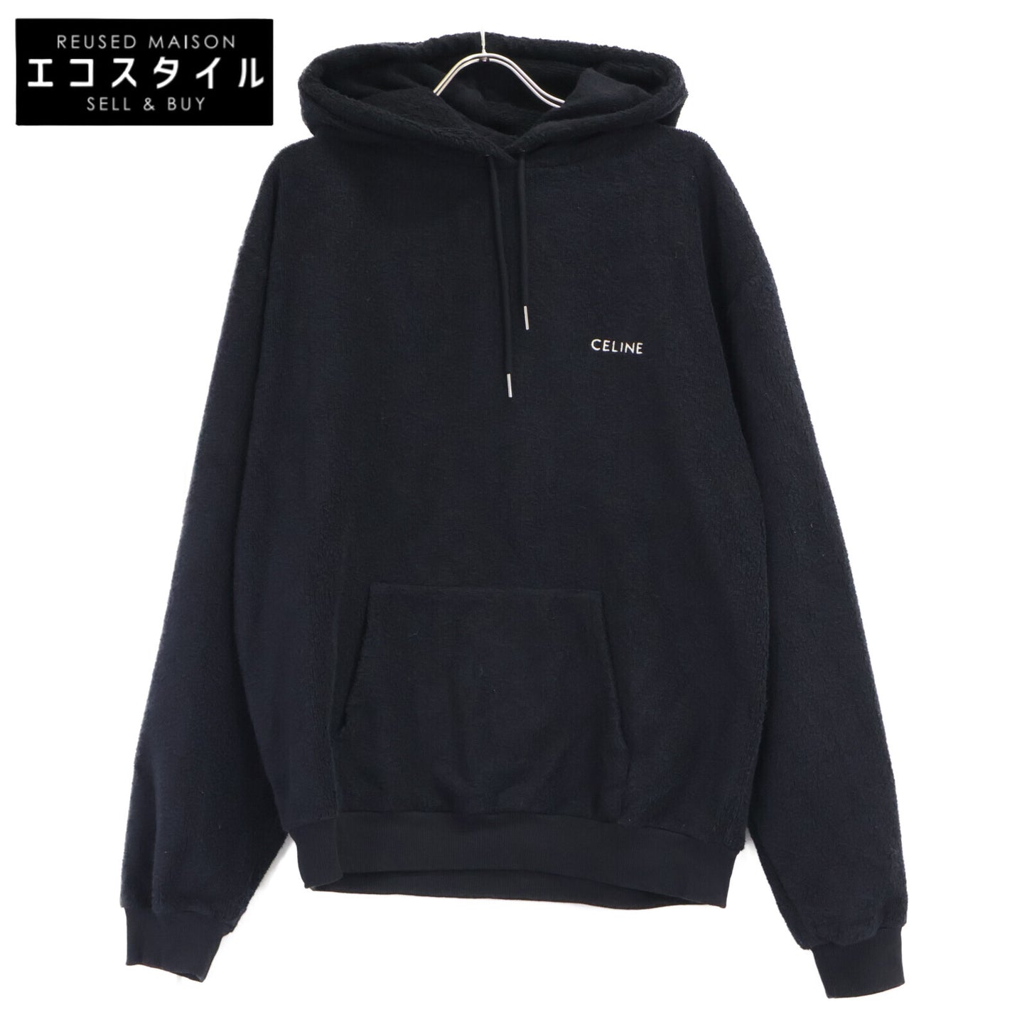 CELINE 2Y37G372Y Logo-Embroidered Terry Toweling Pullover Hoodie [Domestic Authorized/24SS]