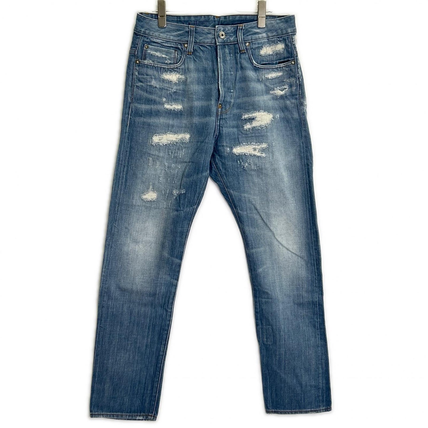G-STAR RAW ジースターロゥ RE US FIRST CLASSIC ブルー コットン ダメージ加工 テーパードデニムパンツ ボトムス