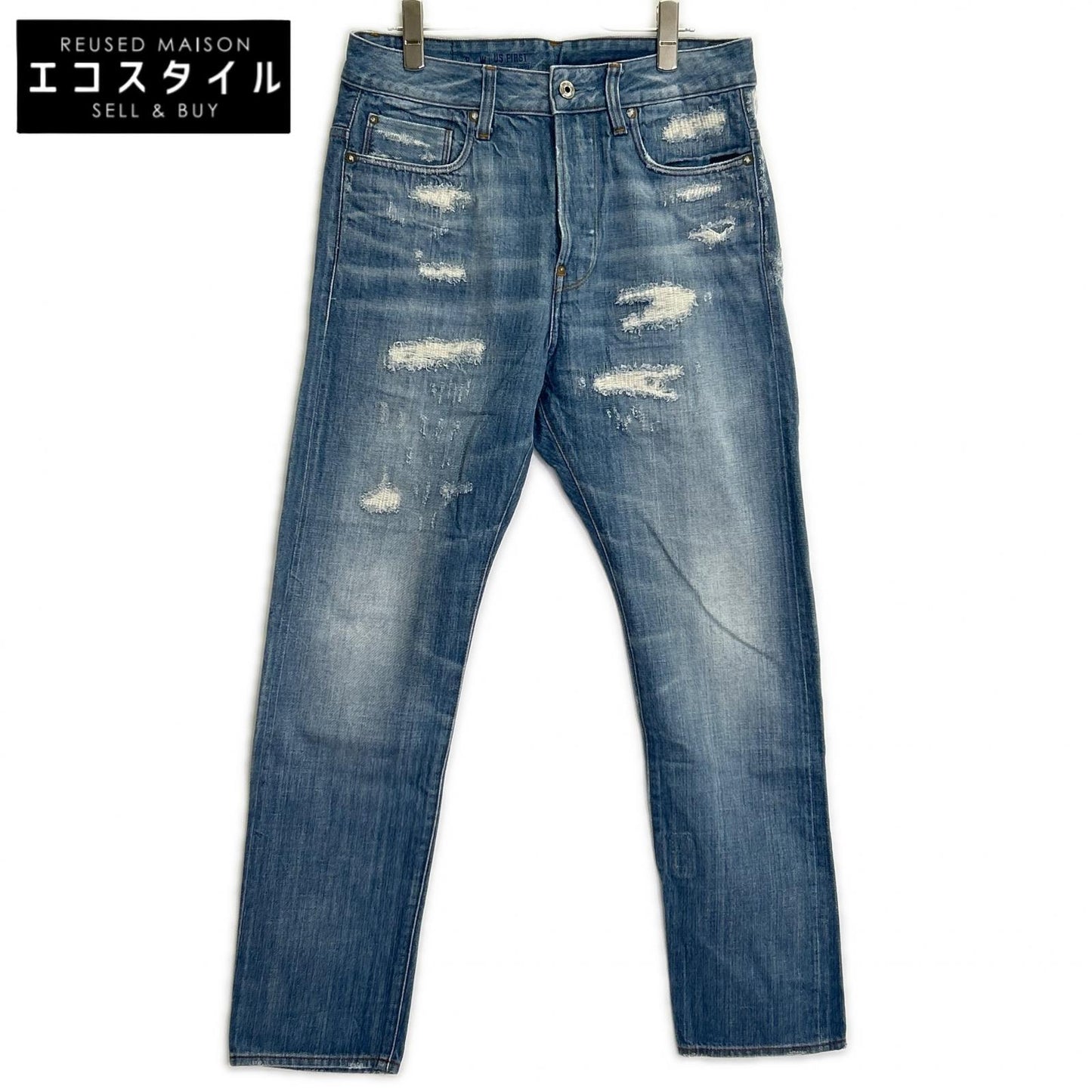 G-STAR RAW ジースターロゥ RE US FIRST CLASSIC ブルー コットン ダメージ加工 テーパードデニムパンツ ボトムス
