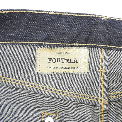 FORTELA フォルテラ 美品 5 TASCHE コットン ボタンフライ 5ポケット ストレートデニムパンツ ボトムス メンズ インディゴ 32 ボトムス
