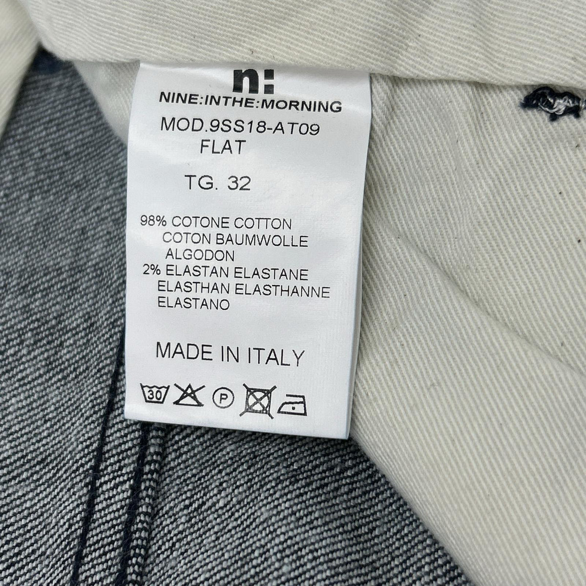 Nine In The Morning 9SS18-AT09 all-indigo cotton button-fly tapered denim pants, bottoms