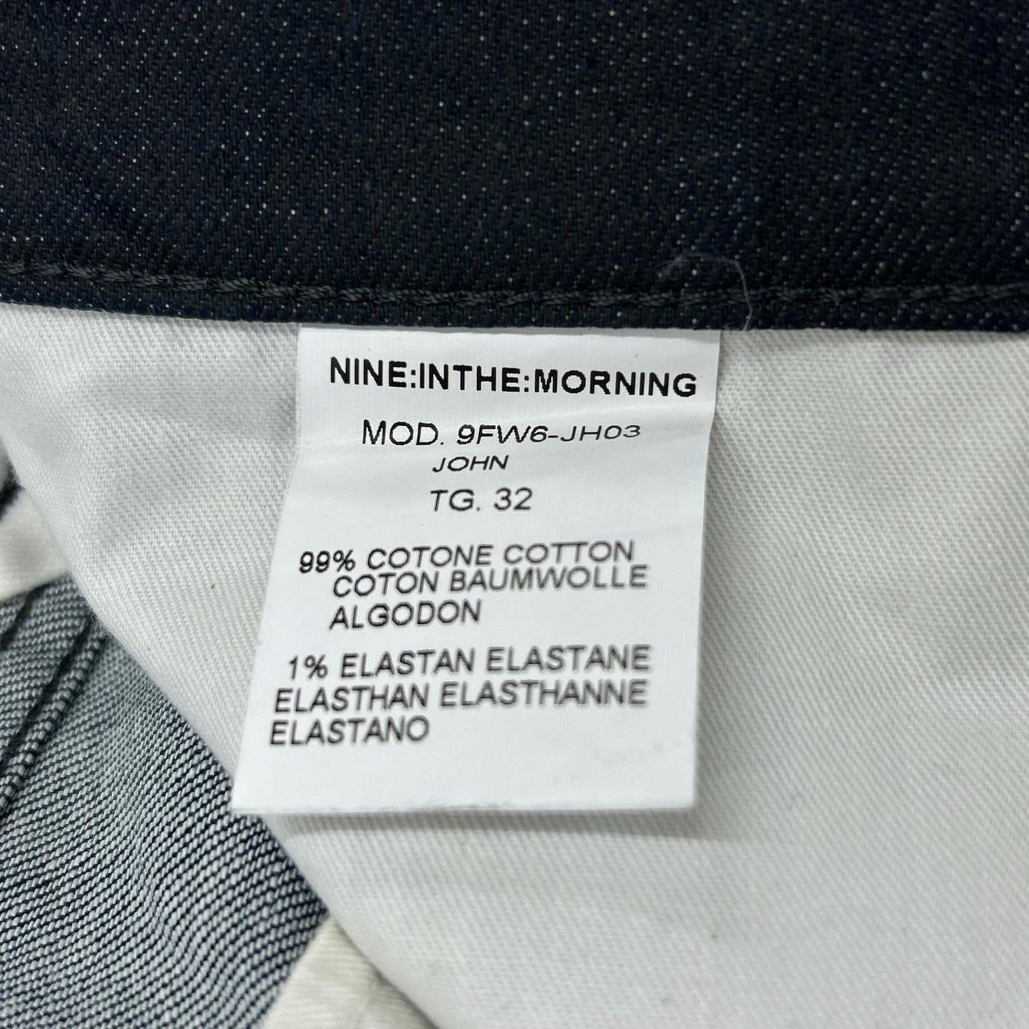 Nine In The Morning ナインインザモーニング 9FW6-JH03 グレー コットン ボタンフライ テーパードデニムパンツ ボトムス