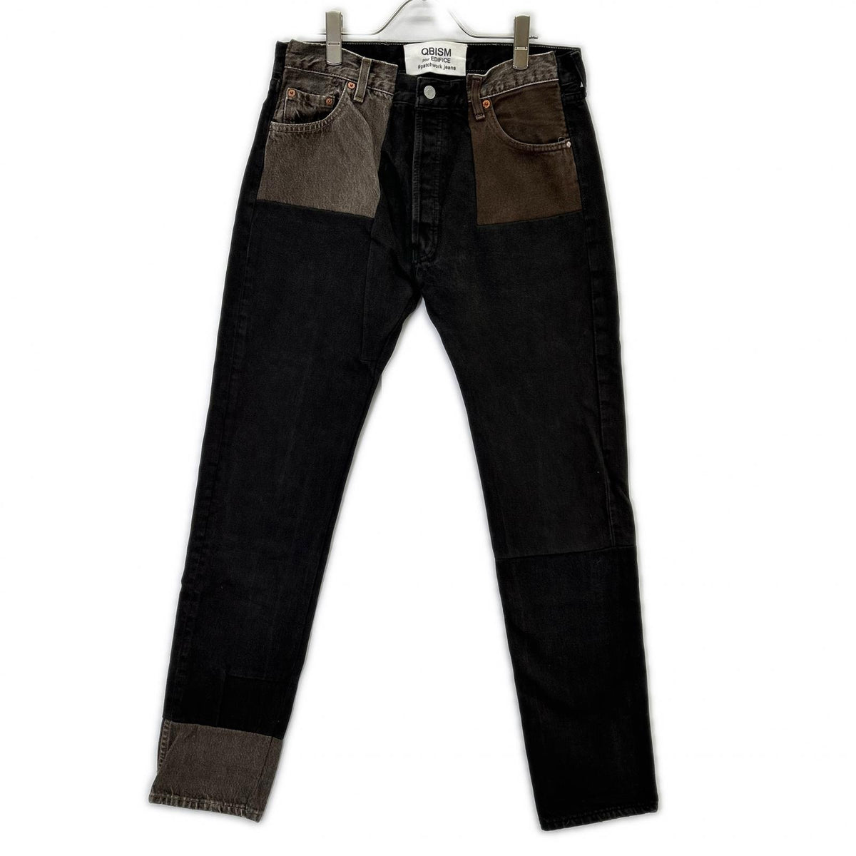 QBISM キュビズム EDIFICE Exclusive Black×Brown-Gray Cotton Patchwork Denim Pants Bottoms