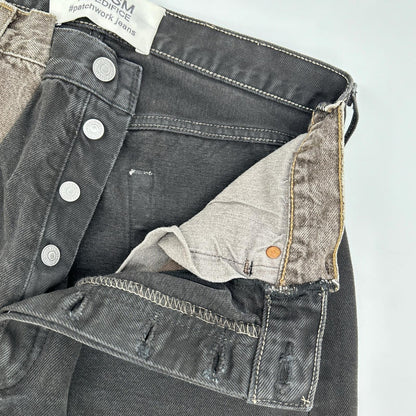 QBISM キュビズム EDIFICE Exclusive Black×Brown-Gray Cotton Patchwork Denim Pants Bottoms
