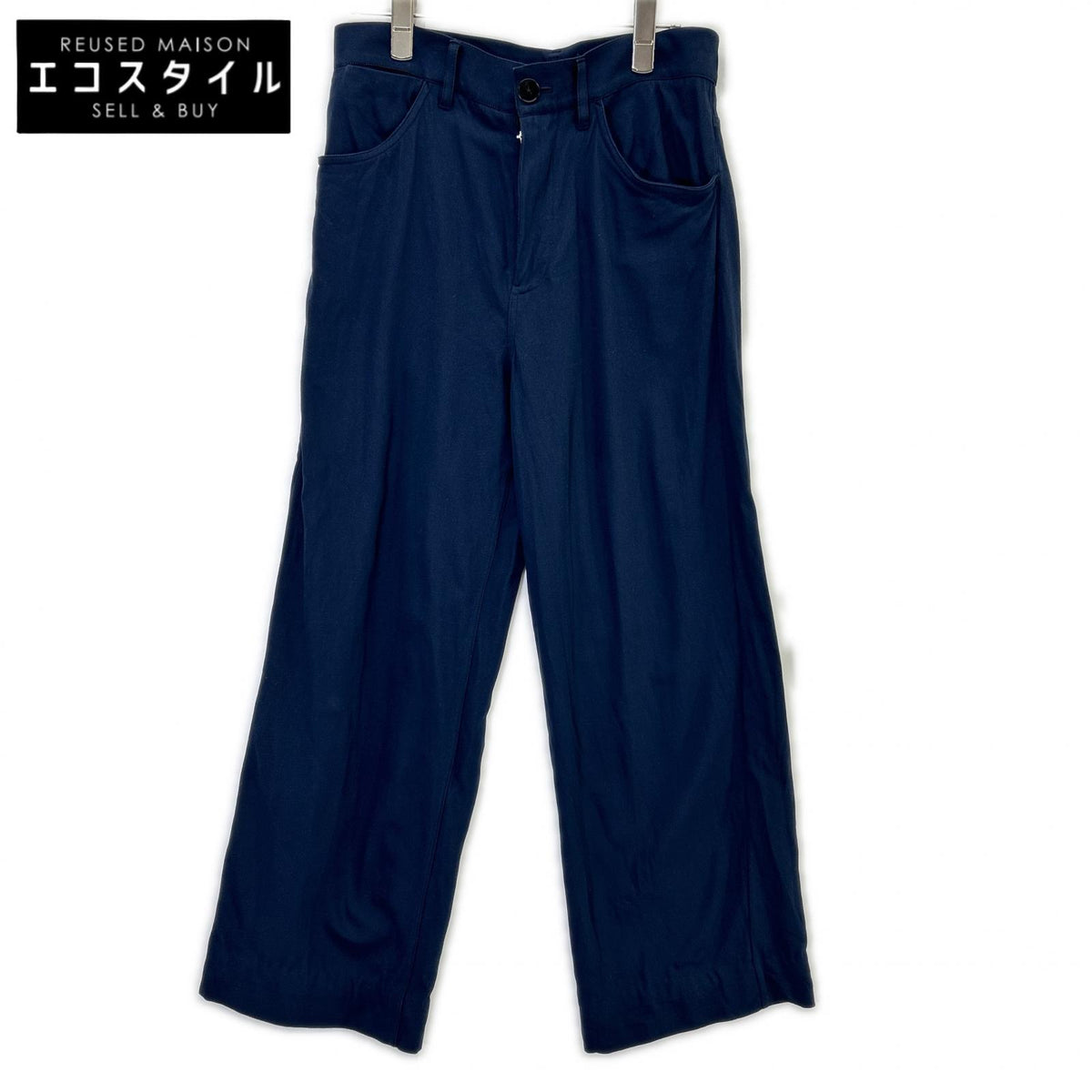 JILSANDER ジルサンダー JSPQ301005WQ25150001 ネイビー コットンシルク センタープレスストレートスラックスパンツ ボトムス