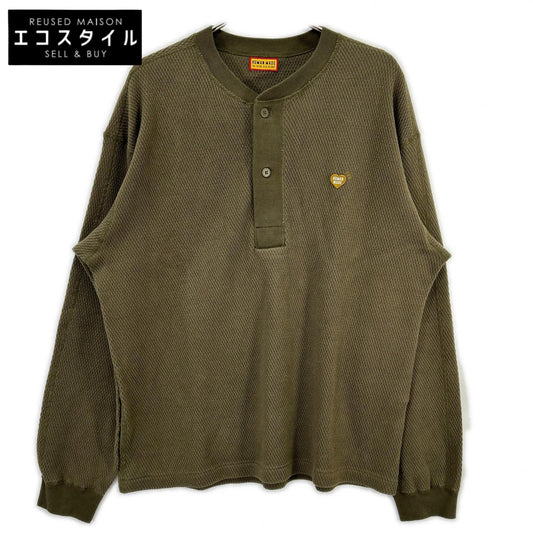 HUMAN MADE ヒューマンメイド HM31CS020 カーキ HENLEY NECK SHIRT ヘンリーネックシャツ トップス