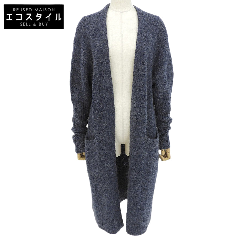 ACNE STUDIOS Buttonless long knit cardigan, mohair blend, women's, navy, XXS, 19MC53, top