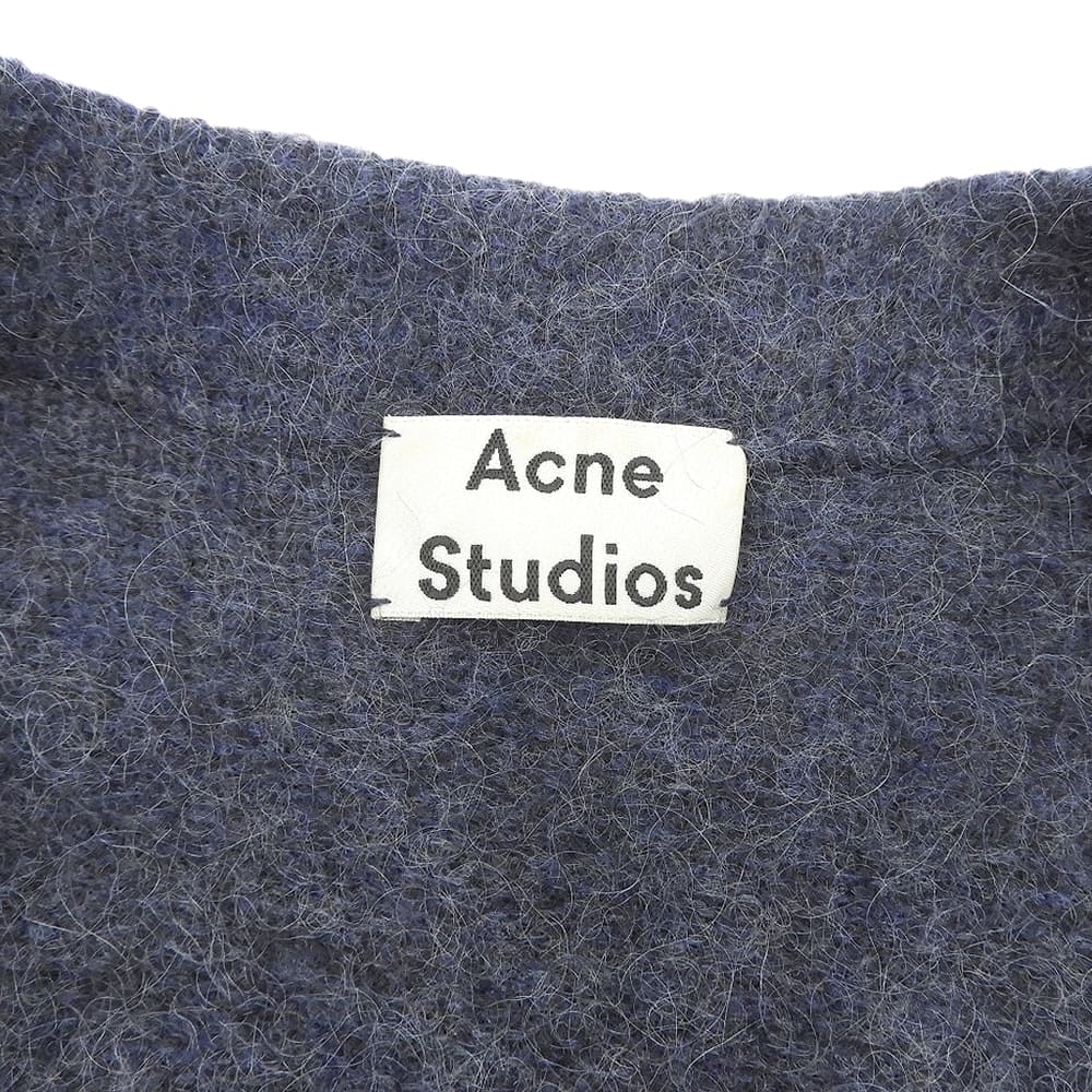 ACNE STUDIOS Buttonless long knit cardigan, mohair blend, women's, navy, XXS, 19MC53, top