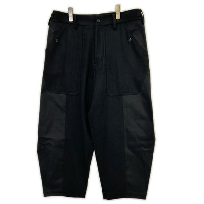 S'YTE サイト 22AW UV-P04-820 ブラック FLANNEL WAIST ADJUSTABLE VERTICAL JOINT PANTS ボトムス