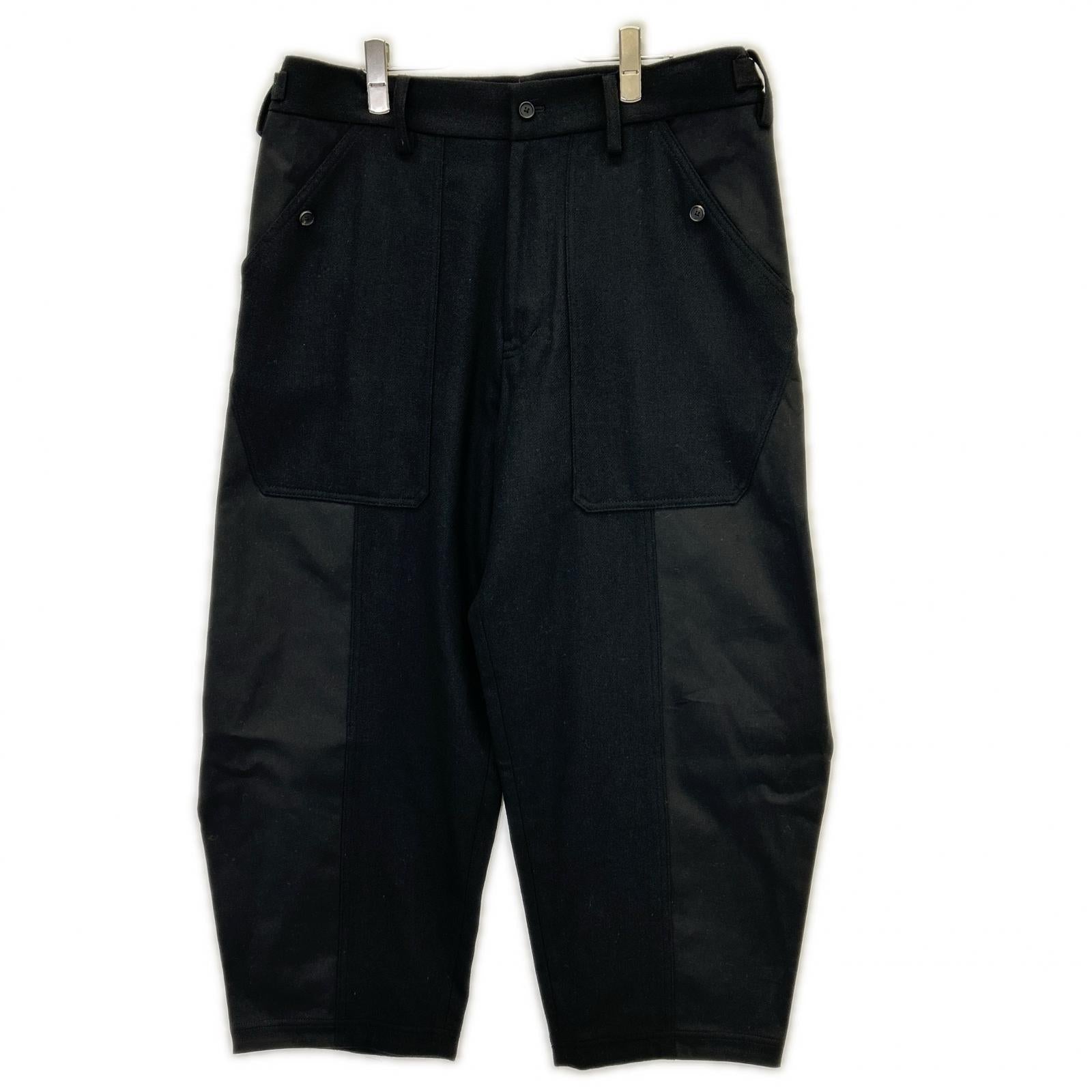 S'YTE サイト 22AW UV-P04-820 ブラック FLANNEL WAIST ADJUSTABLE VERTICAL JOINT PANTS ボトムス