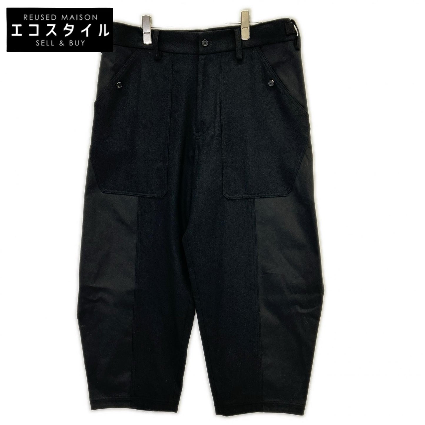 S'YTE サイト 22AW UV-P04-820 ブラック FLANNEL WAIST ADJUSTABLE VERTICAL JOINT PANTS ボトムス