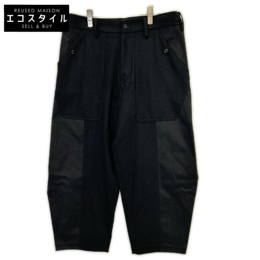 S'YTE サイト 22AW UV-P04-820 ブラック FLANNEL WAIST ADJUSTABLE VERTICAL JOINT PANTS ボトムス