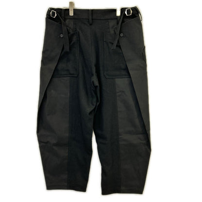 S'YTE サイト 22AW UV-P04-820 ブラック FLANNEL WAIST ADJUSTABLE VERTICAL JOINT PANTS ボトムス
