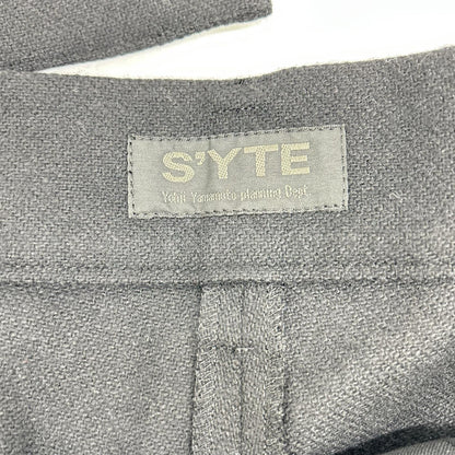 S'YTE サイト 22AW UV-P04-820 ブラック FLANNEL WAIST ADJUSTABLE VERTICAL JOINT PANTS ボトムス