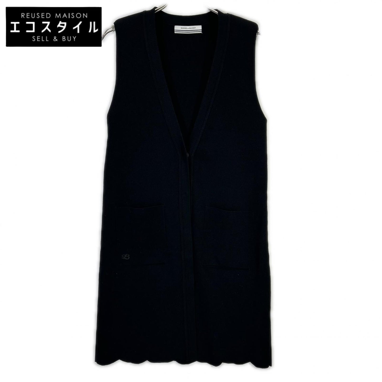 BORDERS at BALCONY ボーダーズアットバルコニー BD2411-1G-30 ブラック レーヨン混 SCALLOP GILET/スカラップジレ ベスト