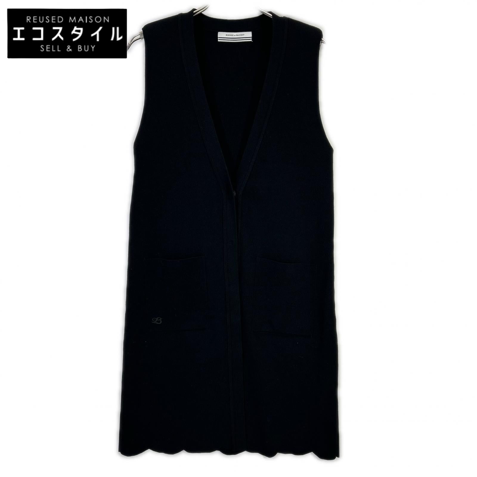 BORDERS at BALCONY ボーダーズアットバルコニー BD2411-1G-30 ブラック レーヨン混 SCALLOP GILET/スカラップジレ ベスト