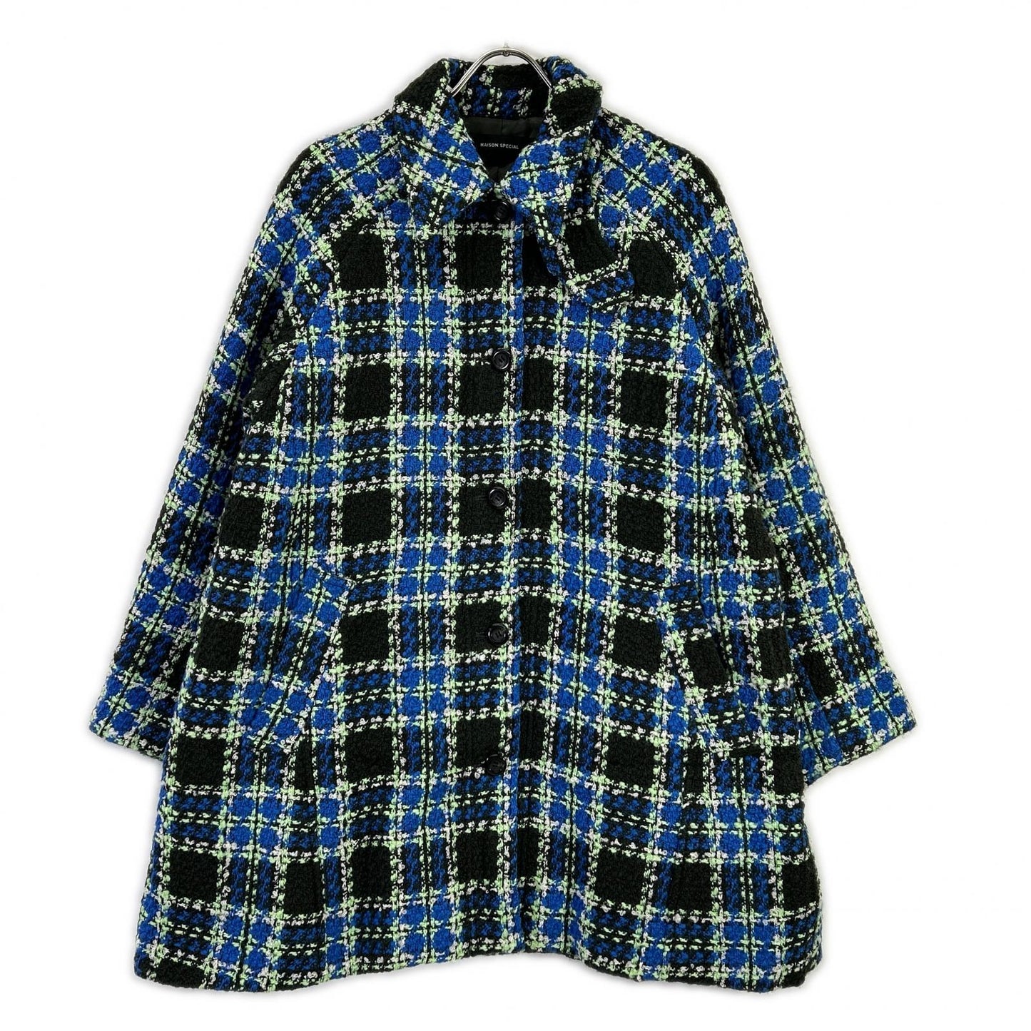 MAISON SPECIAL メゾンスペシャル 25AW 21252165304 ブルー ウール混 Color Check 2Way Cape Coat コート