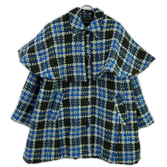 MAISON SPECIAL メゾンスペシャル 25AW 21252165304 ブルー ウール混 Color Check 2Way Cape Coat コート