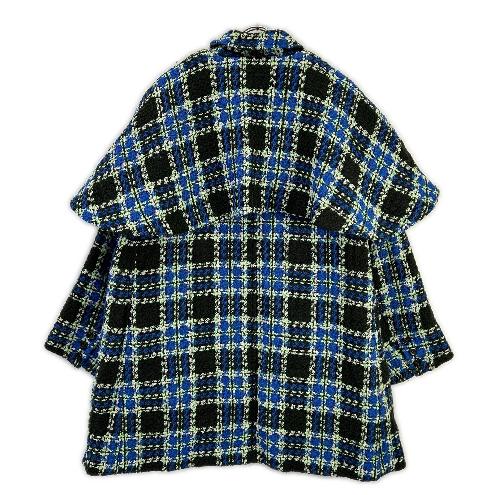 MAISON SPECIAL メゾンスペシャル 25AW 21252165304 ブルー ウール混 Color Check 2Way Cape Coat コート