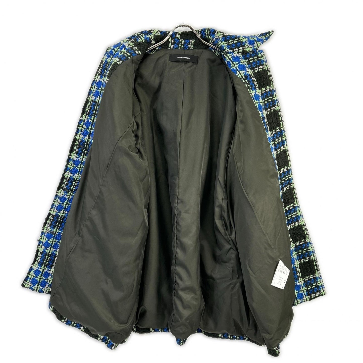 MAISON SPECIAL メゾンスペシャル 25AW 21252165304 ブルー ウール混 Color Check 2Way Cape Coat コート