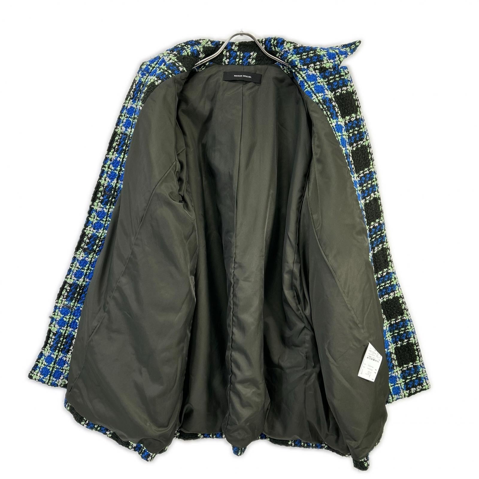 MAISON SPECIAL メゾンスペシャル 25AW 21252165304 ブルー ウール混 Color Check 2Way Cape Coat コート