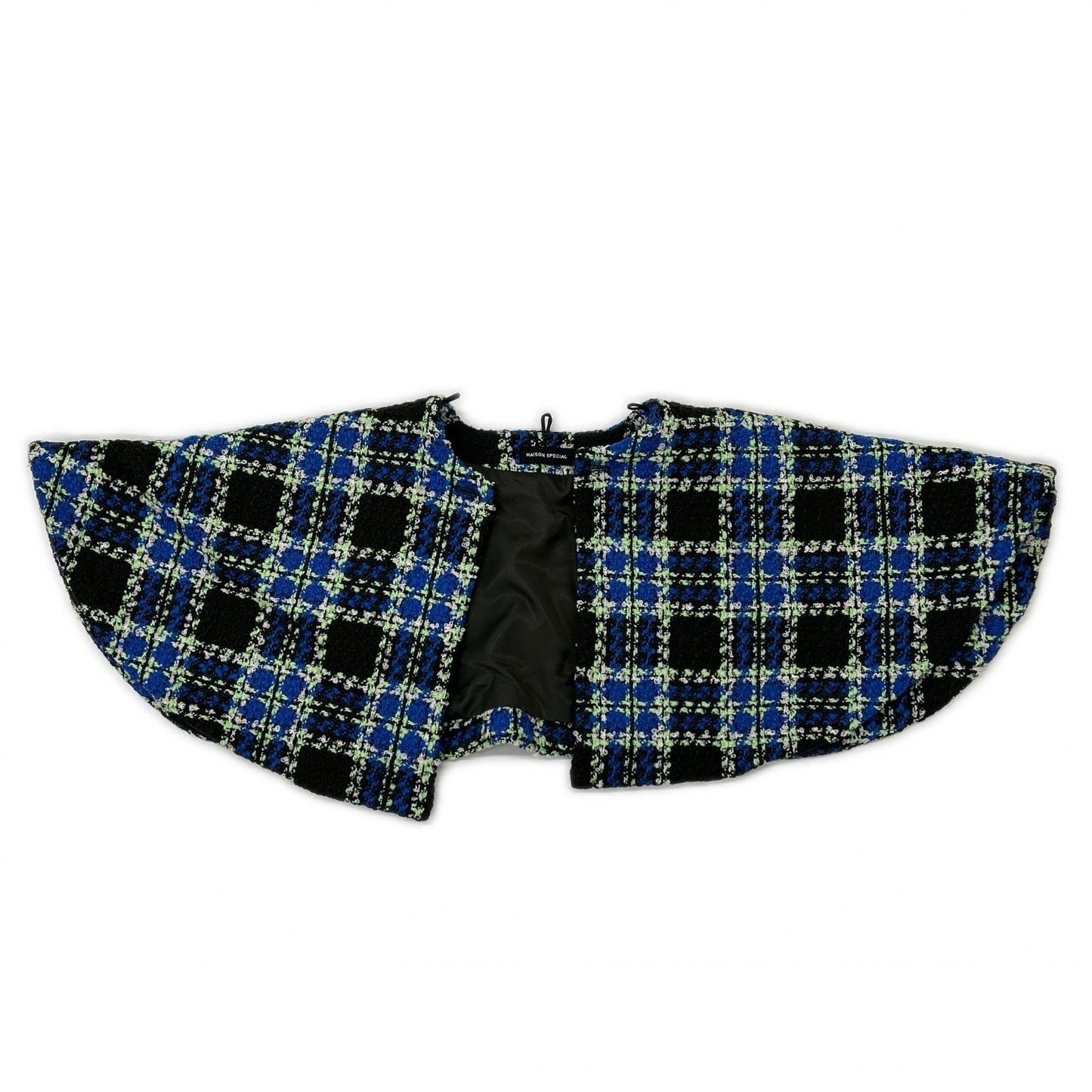 MAISON SPECIAL メゾンスペシャル 25AW 21252165304 ブルー ウール混 Color Check 2Way Cape Coat コート