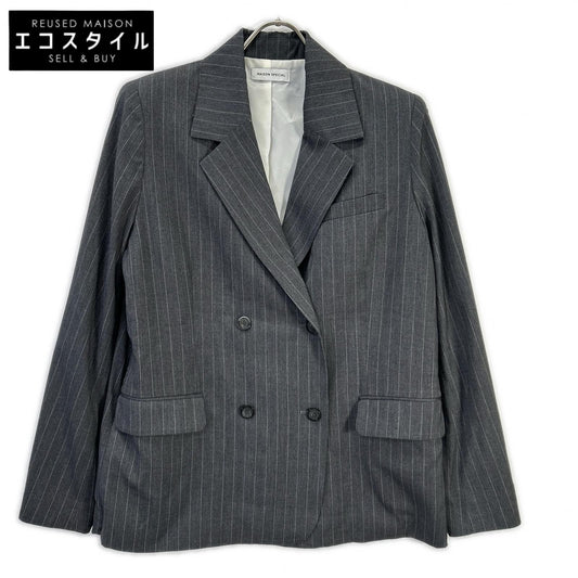 MAISON SPECIAL メゾンスペシャル 24SS 21241115303 Gray Rayon-Blend Striped Side-Zip Double-Breasted Jacket Jacket