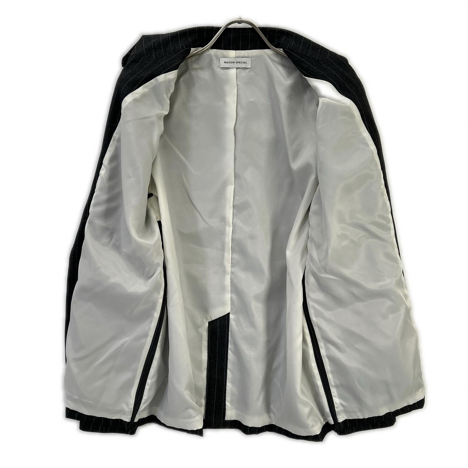 MAISON SPECIAL メゾンスペシャル 24SS 21241115303 グレー レーヨン混 ストライプ Side Zip Double Breasted Jacket ジャケット