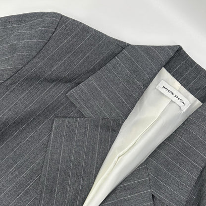 MAISON SPECIAL メゾンスペシャル 24SS 21241115303 グレー レーヨン混 ストライプ Side Zip Double Breasted Jacket ジャケット