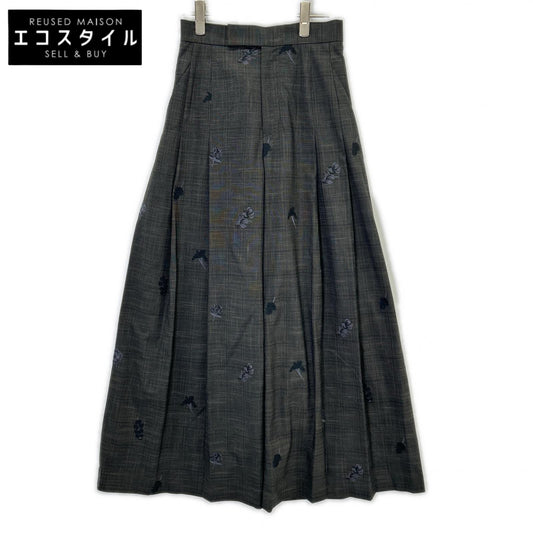 Ameri アメリ 25AW 0125208930570 グレー レーヨン混 CHECK FLOWER PLEATS PANTS ボトムス