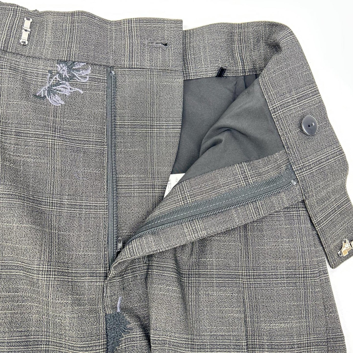 AMERI アメリ 25AW 0125208930570 グレー レーヨン混 CHECK FLOWER PLEATS PANTS ボトムス