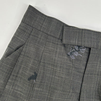 AMERI アメリ 25AW 0125208930570 グレー レーヨン混 CHECK FLOWER PLEATS PANTS ボトムス