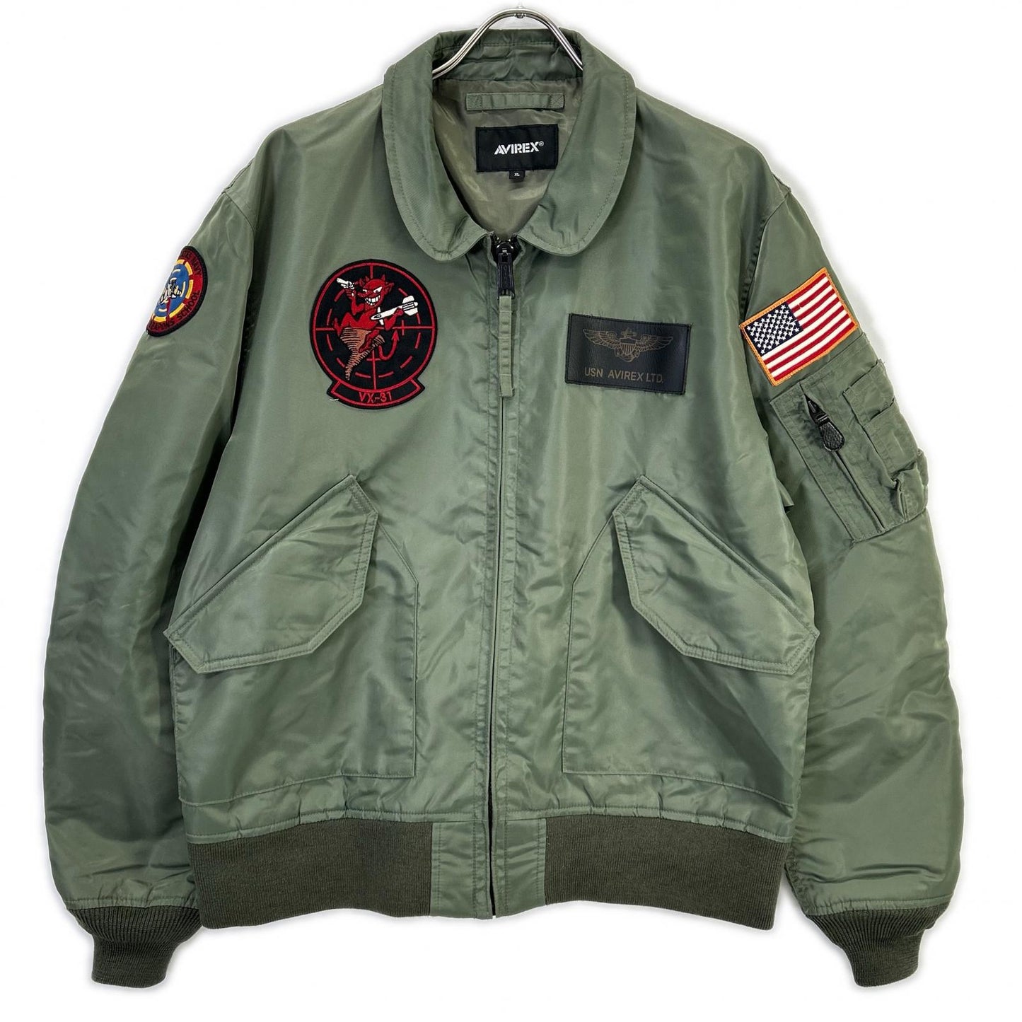 AVIREX アヴィレックス 783-0252039 セージグリーン TOPGUN CWU 36P VX-31 ナイロン ジップアップブルゾン ジャケット