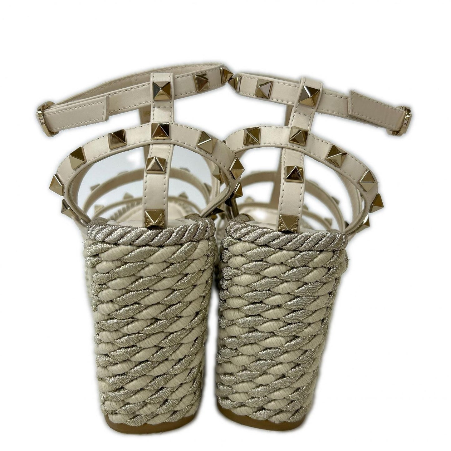 Valentino Garavani ヴァレンティノガラヴァーニ 【美品】ロックスタッズ ラミネート ナッパレザー ウェッジソール サンダル シューズ