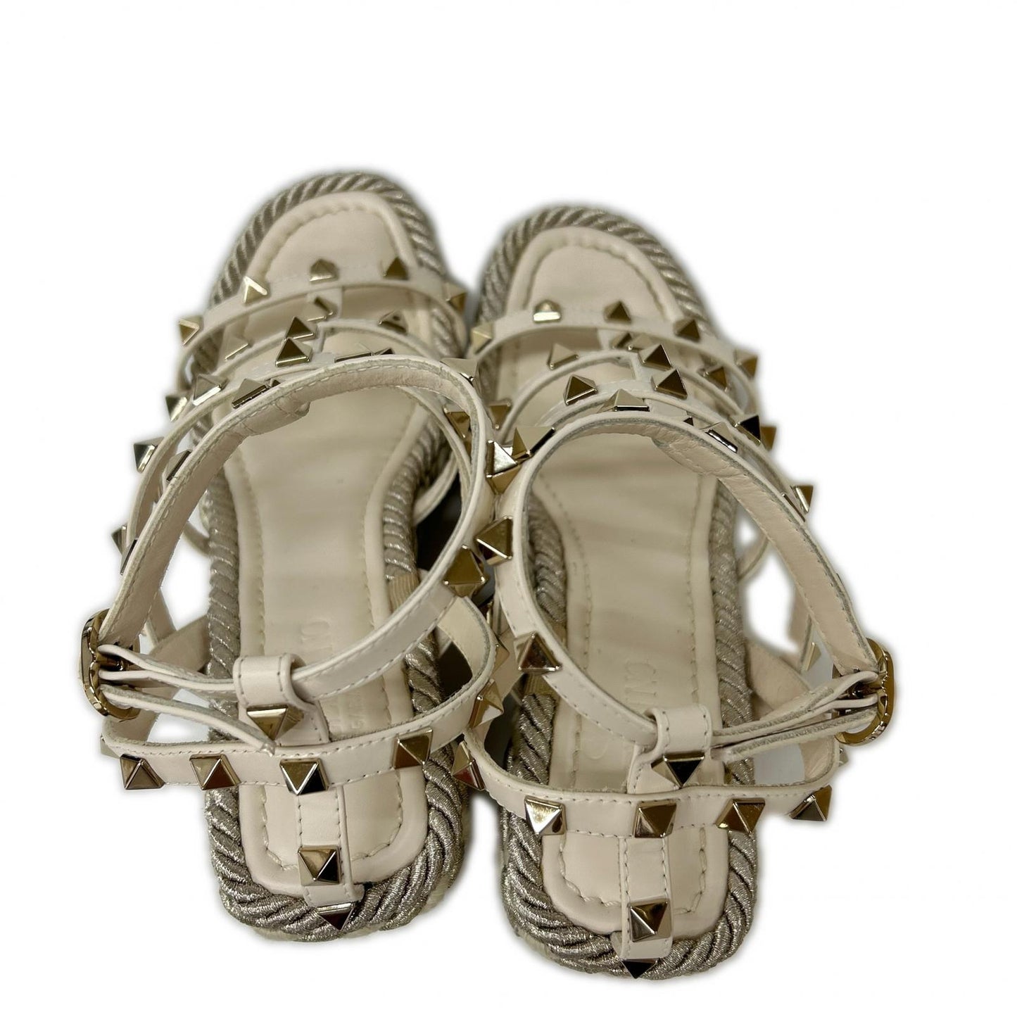 Valentino Garavani ヴァレンティノガラヴァーニ 【美品】ロックスタッズ ラミネート ナッパレザー ウェッジソール サンダル シューズ