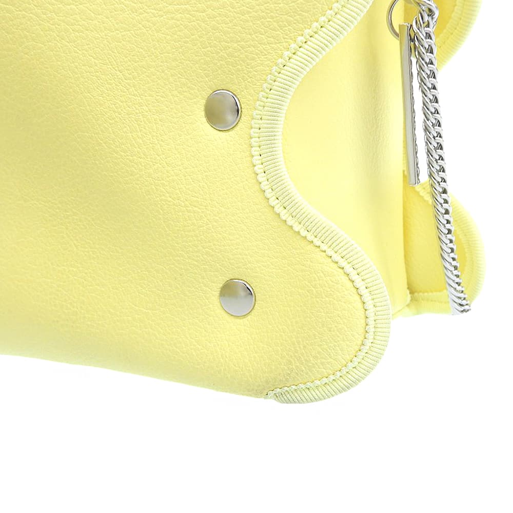 nori enomoto Nori Enomoto Mardi Matin faux leather × ribbon web-design bucket bag women's lemon yellow handbag