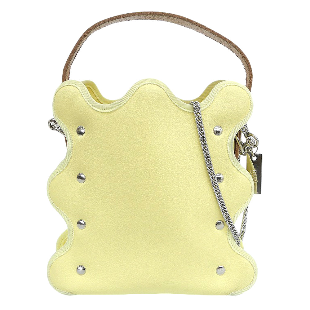nori enomoto Nori Enomoto Mardi Matin faux leather × ribbon web-design bucket bag women's lemon yellow handbag