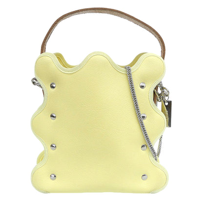 nori enomoto Nori Enomoto Mardi Matin faux leather × ribbon web-design bucket bag women's lemon yellow handbag