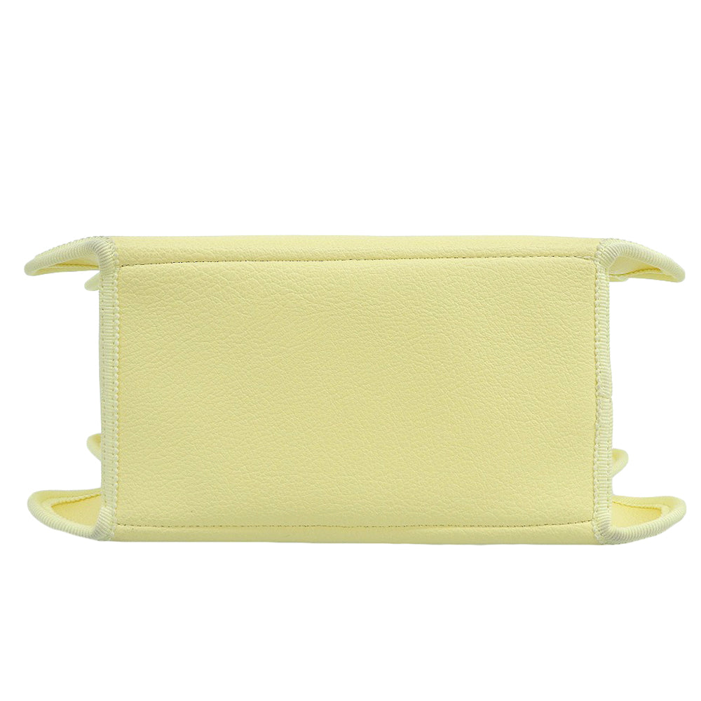 nori enomoto Nori Enomoto Mardi Matin faux leather × ribbon web-design bucket bag women's lemon yellow handbag