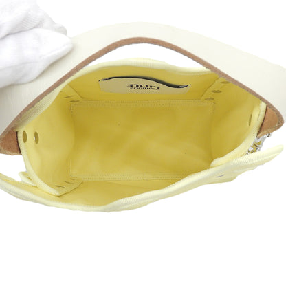 nori enomoto Nori Enomoto Mardi Matin faux leather × ribbon web-design bucket bag women's lemon yellow handbag