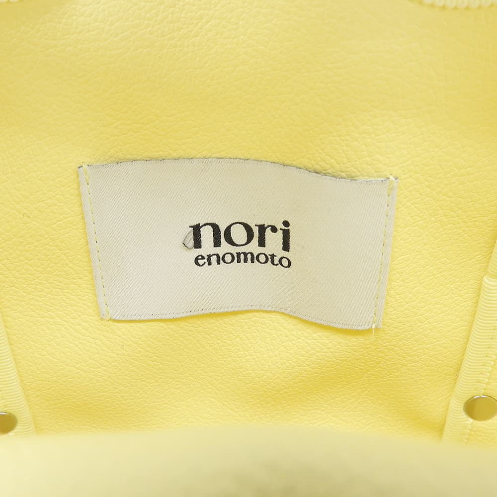 nori enomoto Nori Enomoto Mardi Matin faux leather × ribbon web-design bucket bag women's lemon yellow handbag